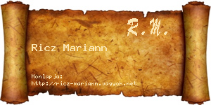 Ricz Mariann névjegykártya